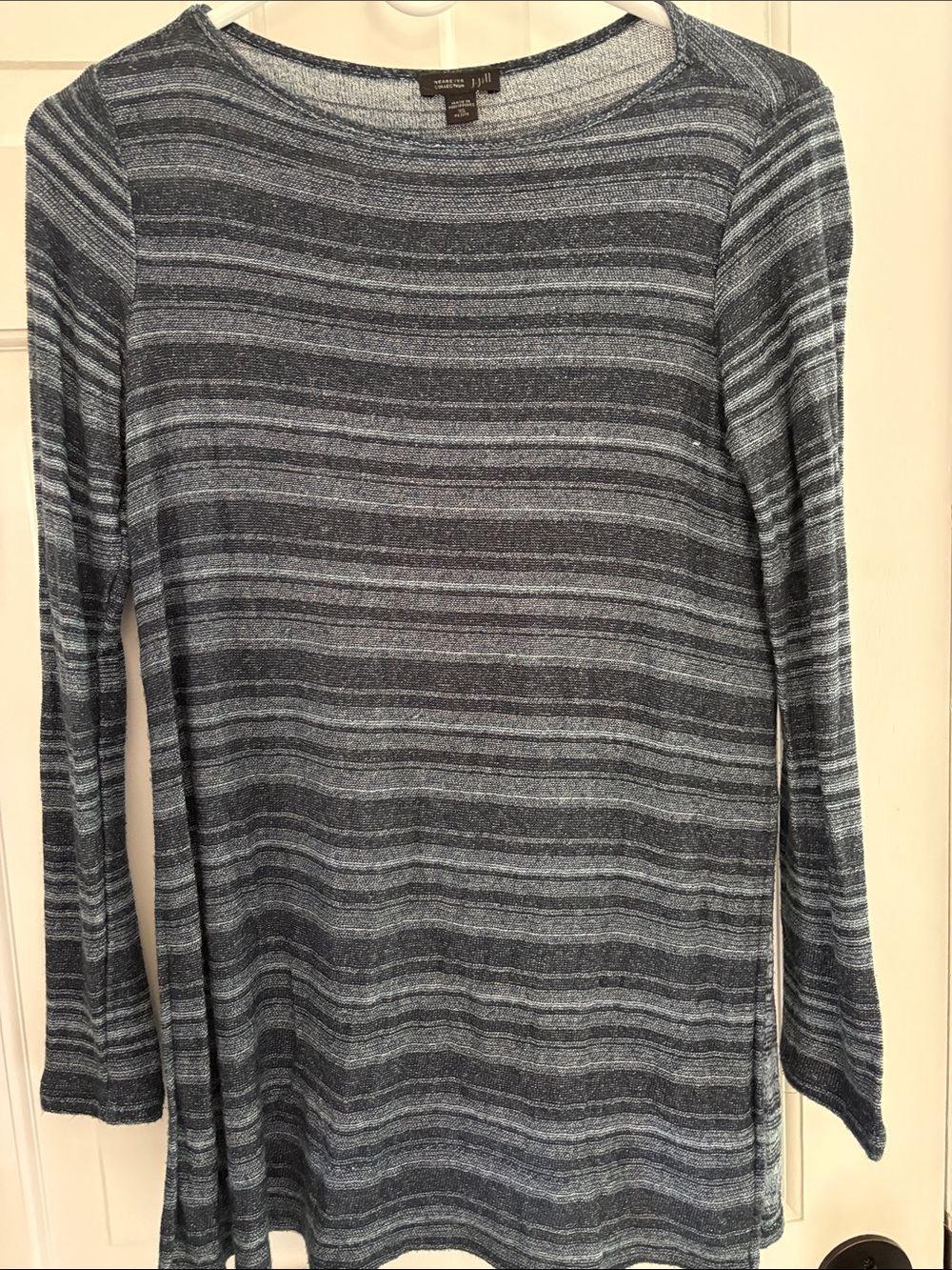 J Jill XS Petite Wearever Collection Striped Blue-Gray Long Sleeve Tunic